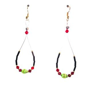 Star Crafts Green Skull and Ruby Earrings